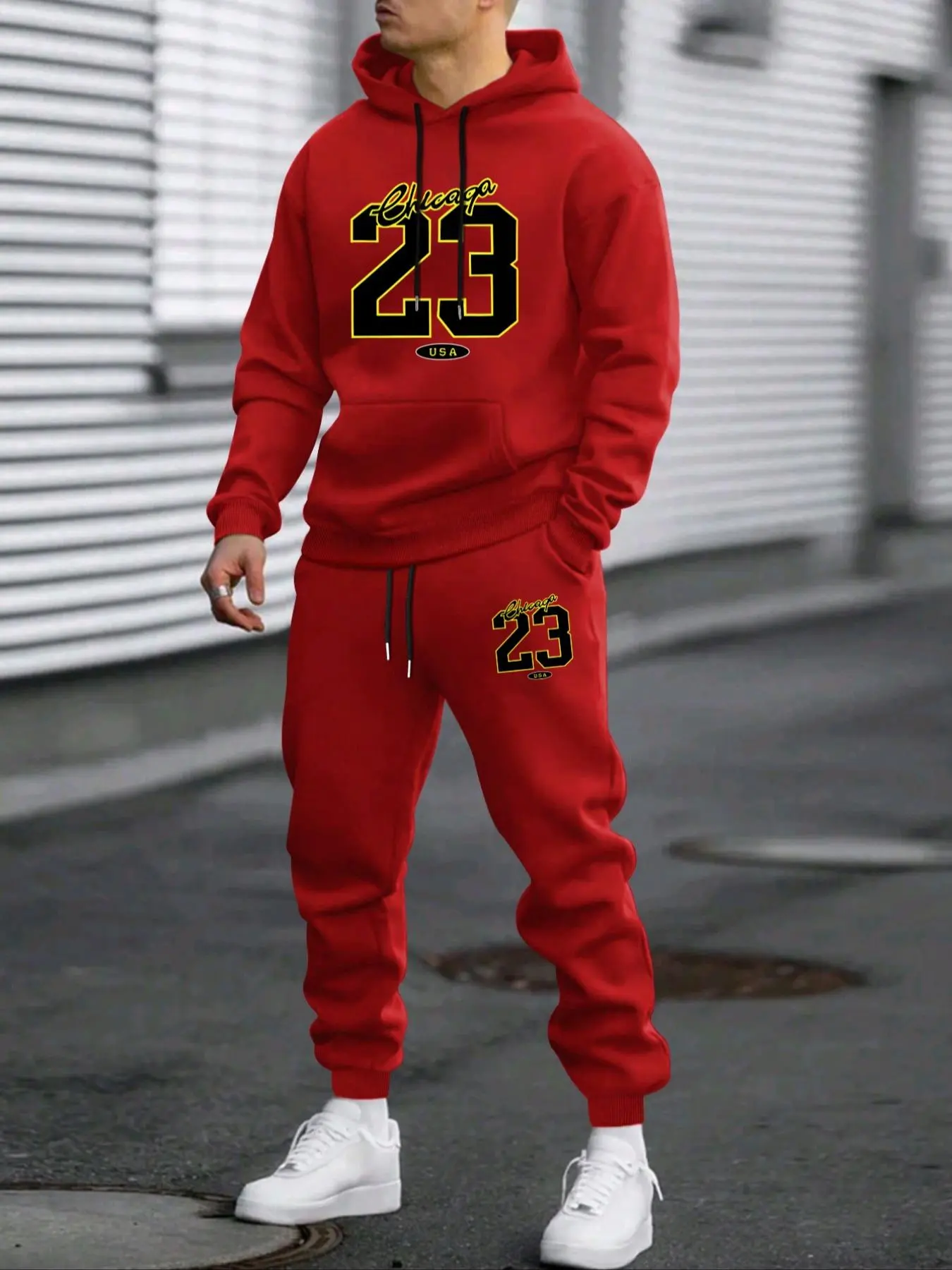 Men's Plush Hoodie & Drawstring Waist Sweatpants Two-Piece Set, Casual Lounge Set, Men's Spring & Fall Clothes