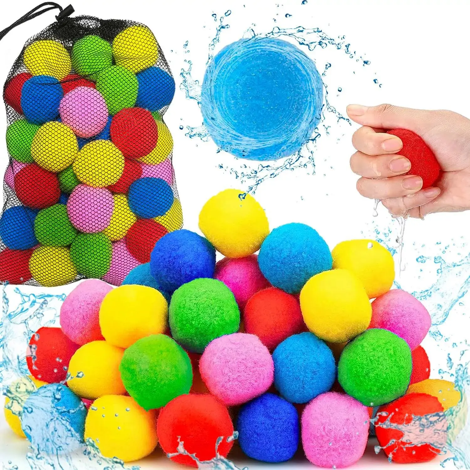 60pcs Reusable Water Balls, Ball Set, Soft Splash Toys for Outdoor Water Games, Beach Pool Party Supplies, Summer Fun and Family Activities, Outdoor Play