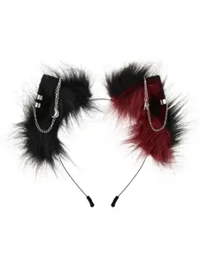 New Plush Patchwork Duckbill Animal Ears Handmade Realistic Cat Ears Cosplay Star Moon Accessory Hairband, Unique Costume Prop