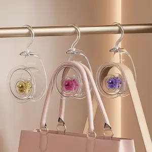 UFORU Clear Acrylic Purse Hanger Hooks with Replaceable Floral Scented Aromatherapy, Heavy-Duty & Durable, Gentle on Bags with Zero Marks, Space-Saving Closet Organizer Hooks for Handbags, Totes & Accessories, Ideal Gift Choice