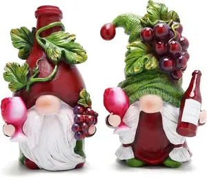 2 Pieces/Set Red Wine Gnomes Ornament - Home Party Figurine - Collectible for Wine Enthusiasts - Exquisite Handcrafted Decor for Dining Tables and Living Rooms
