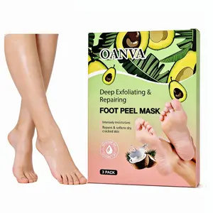 OANVA Foot Peel Mask | Skin Exfoliating Foot Masks | Dry, Cracked Feet, Callus, Dead Skin Remover | Baby Soft Feet | Avocado oil & Coconut oil | 3 Pack