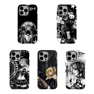 [No magnetic]  Deatttth Note Anime Phone Case,Character & Skull Print Aesthetic Dual-Layer design durable phone Cover,for iPhone 17 16 15 14 13 12 11 8 7 for Samsung Series,Shockproof Protective hard Cover,perfect gift for fans