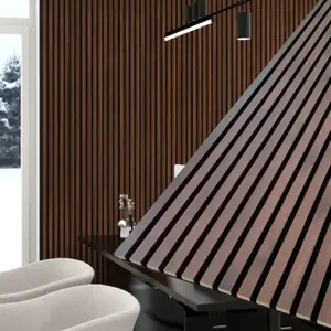 Dark Chestnut Acoustic Wall Panels, Soundproofing Wood Paneling - 94" x 24"