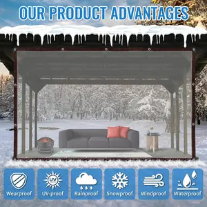 Transparent Heavy-Duty Waterproof Fabric, 2x3m Plastic Rainproof Snowproof Windproof Cover for Outdoor Porch, Garden Fence, Greenhouse, Chicken Coop