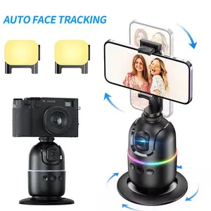 Automatic tracking selfie stand with gesture control, 360 ° rotating phone stand, no need for APP, suitable for iOS and Android, suitable for live streaming Vlog、YouTube、TikTok、 Interviews and daily video recording, Tripod Selfie