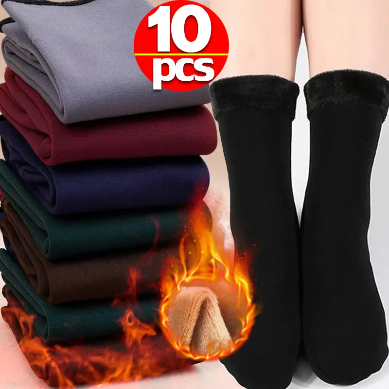 Women's Basic Nylon Crew Socks, Soft Thick Plush Lined Thermal Socks for Winter, Home and Casual Fashion Apparel, 5Pairs, Warm Thermal, Style, Thermal Plush