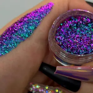 Aurora Neon Rainbow Pigment, Chameleon Pink Nail Sequins, Aurora Neon Rainbow Pigment, Y2K Style DIY Nail Decoration Art