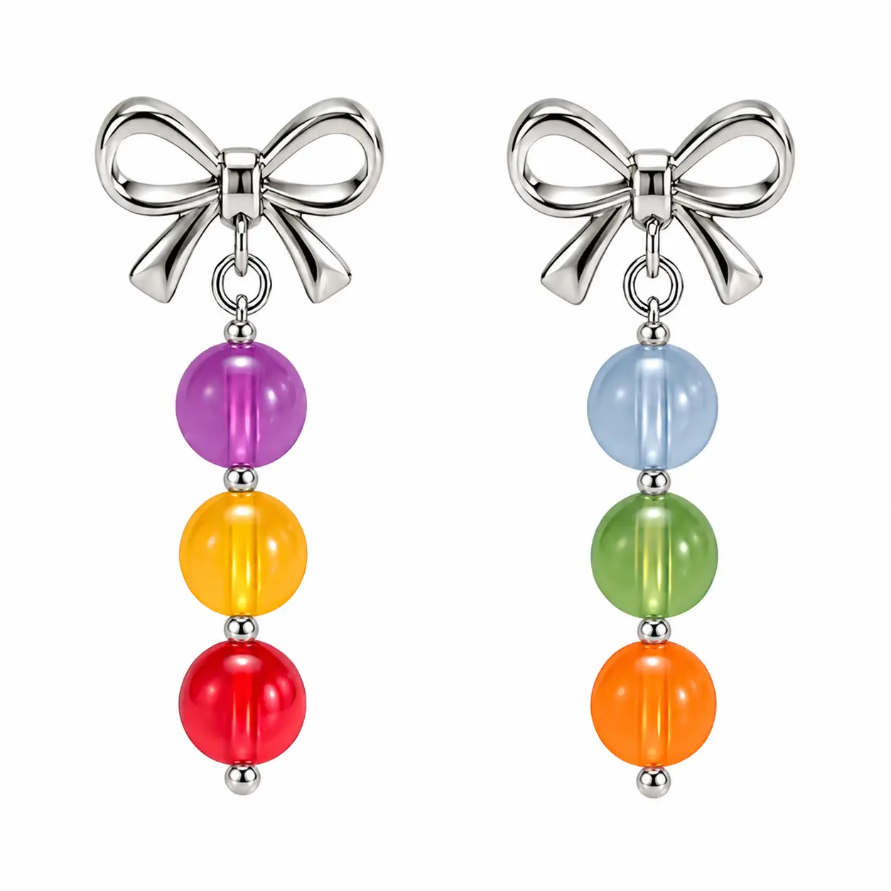 Summer bow earrings | Color shifting beads for beach & vacation bow dangle earrings