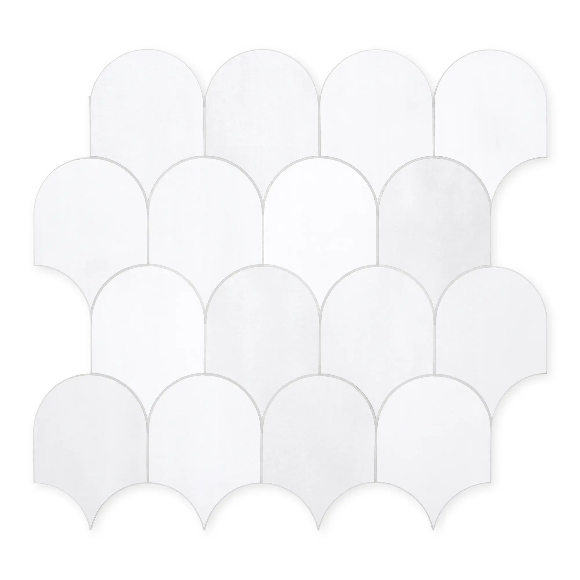 INNO STICKERS 10-Sheet 3D White Scallop Fish Scale Peel-and-Stick Backsplash Tile (11.4in x 10.9in) - Easy Install, Elegant Modern Style Handmade-Look Self-Adhesive Wall Tiles for Kitchen, Bathroom