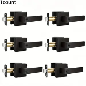 Matte Black Door Lever Handle Set, 1 Count Privacy Lock Set for Bedrooms & Bathrooms, Interior Door Hardware, Easy Installation, Heavy Duty Handle