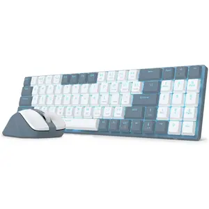 Redragon BS8773 Wireless Keyboard and Mouse Combo, 78 Keys 2.4Ghz Wireless Low-Profile Mechanical Red Switch Keyboard w/Slim Compact Design & Single Blue Backlit, Comfort Grip 2400 DPI Max Mouse tiktokshopspringglowup