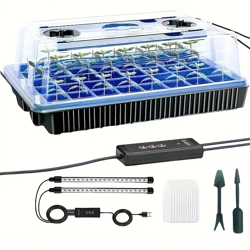 1/3pack Seed Starter Trays with High Dome Germination Kit - Plant Growing Set, Planting Kit, 40/120 Cells, 2/6 LED Grow Lights, Smart Timer & 3 Modes for Home Gardeners and Indoor Greenhouse Seedling Starter Kit