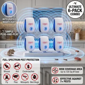 2026 Upgraded Ultrasonic Pest Control Repeller 3-Pack, Indoor Electronic Plug-In Device for Rat, Mice, Rodent, Roach with Anti Mosquito, Bug Control, Cockroach Elimination, Insect Deterrent, Mosquito Killer Multi-Insect Functions, Anti Mosquito Multi-Inse