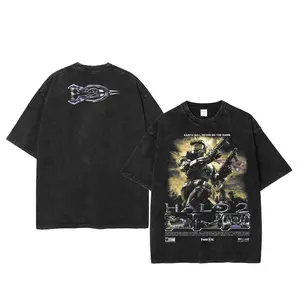 HALO 2 Retro Vintage Unisex Oversized Acid  Lightweight Cotton T-Shirt, HALO game Shirt, Game Lover,Graphic Tee, Menswear, Streetwear Seamless