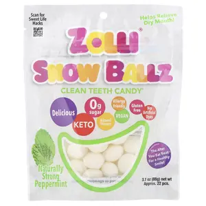 Zollipops Zolli® Snow Ballz, Naturally Strong Peppermint, Approx. 22 Pieces, 3.1 oz (88 g)