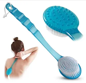 Bath Body Brush Long Handle Back Shower Brush Exfoliating Back, Body, and Feet Scrubber Soft Nylon Bristles (Blue)