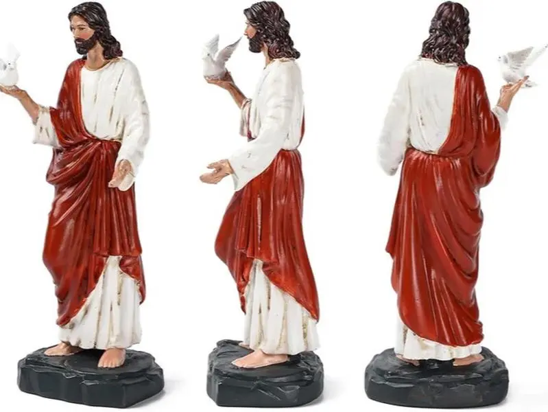 Effasaflink Jesus with Dove Resin Sculpture - 7 Inch Religious Figurine with NFC Technology for Daily Bible Readings - Inspirational Christian Gift