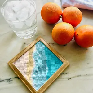 On The Surf Coaster Needlepoint Kit - Happy Stitching All-in-One, Self-Finish Needlepoint Kit