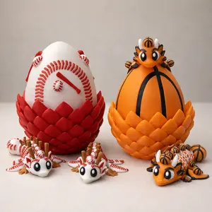 2 Pack Mini Sports Ball Collectible Set with Dragon Egg Case – Soccer Basketball Baseball Football Desk Decor, Gift for Sports Fans Men Boys