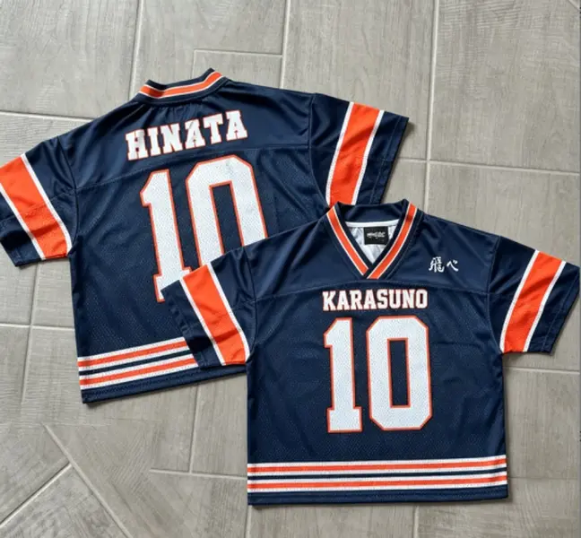 Haikyuu Karasuno Hinata Shoyo 10# Cropped Jersey Retro Anime Streetwear Casual Short Sleeve Shirt