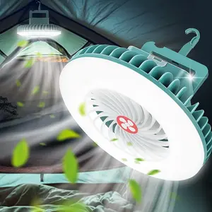 Multifunctional Outdoor Camping Fan Light, USB Rechargeable Outdoor Lighting with Hanging Magnet Hook, Suitable for Indoor Outdoor Hiking, Camping Accessories