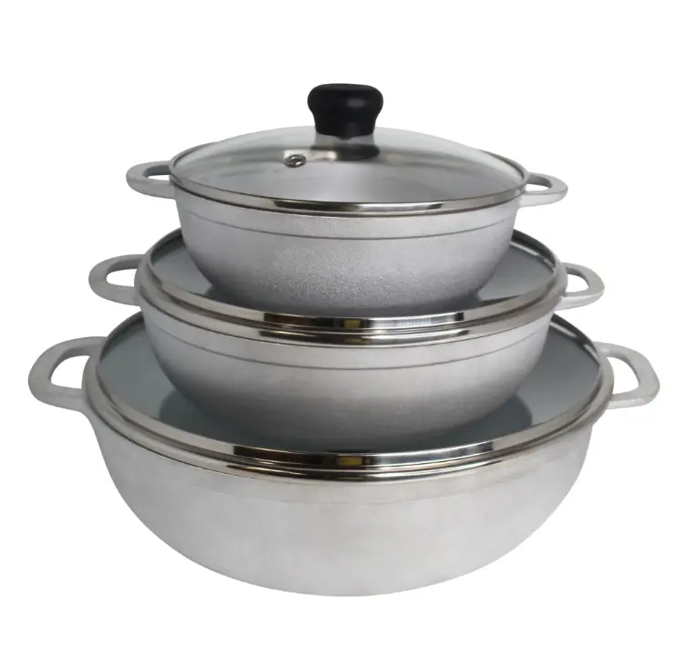 Caldero Basic Set, 3-Piece Cast Aluminum Cookware Set, Natural Finish, Oven Safe, 1.5 Qt, 2.5 Qt, 5.2 Qt Lightweight Traditional