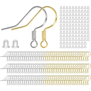 925 Sterling Mixed Earring Hooks 120 count/60 Pairs  Ear Wires Fish Hooks for  Making,  Findings Parts with 120 count Rubber Earring Backs Stopper for DIY Earrings