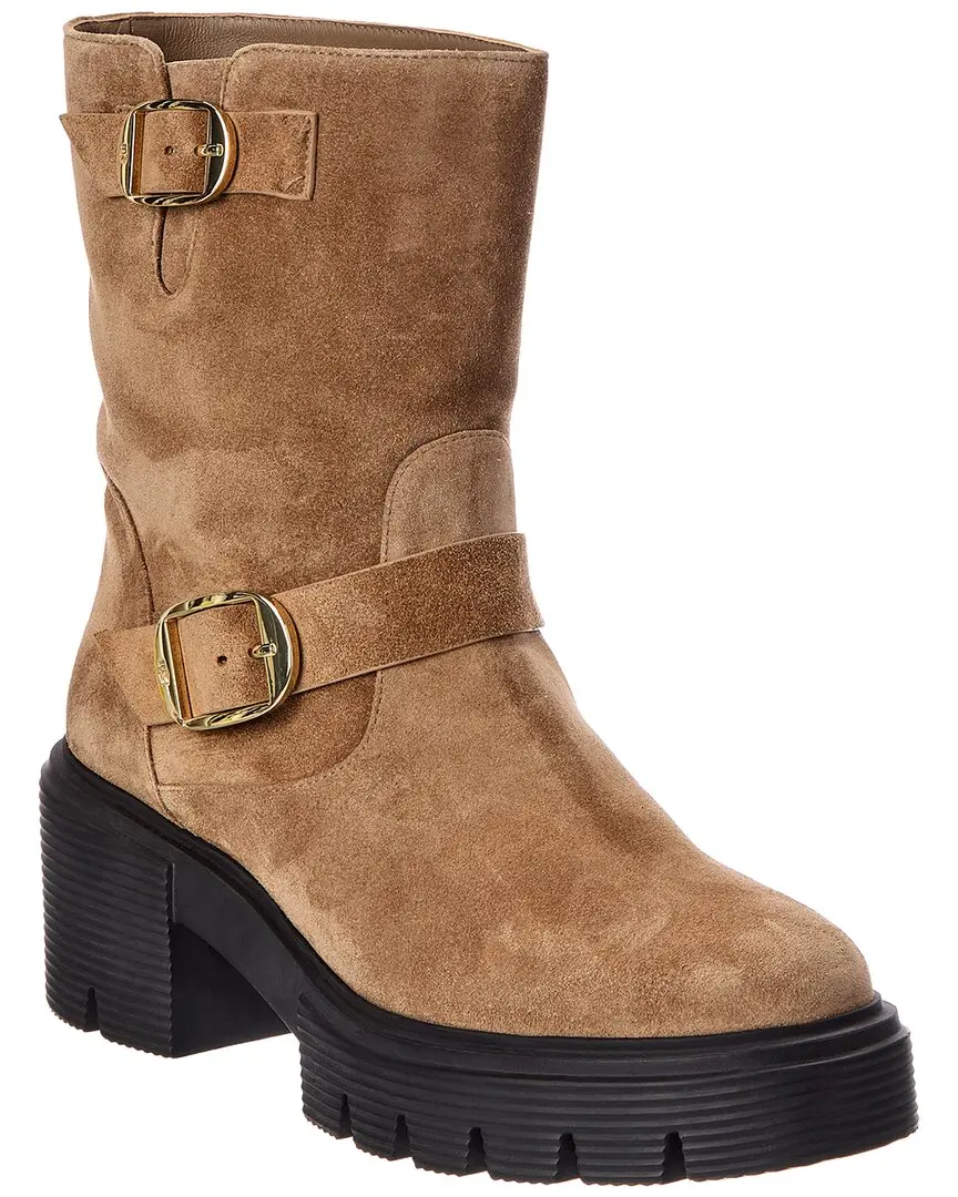 Stuart Weitzman Soho Moto Suede Bootie