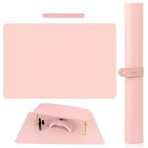 Pink Nail Art Table Mat Foldable Soft Microfiber Leather Hand Rest Pad for Manicure Salon Home Use Comfortable Cushioned Surface Easy to Clean
