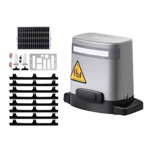 【DealsForYouDays】VEVOR Solar Sliding Gate Opener,  , 280W Electric Gate Opener for Doors up to 65.6ft 1799lbs, Gear Track Rolling Fence Door Motor with Infrared Sensor & 2 Remote Controls, Driveway Gates Opening System