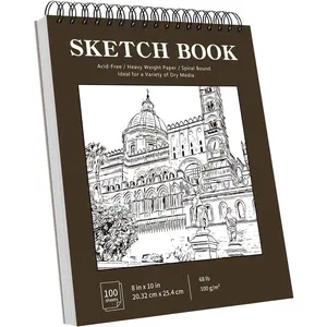 8" x 10" Sketch Book, 100 Sheets 8 x 10 Sketchbook, 68 lb/100gsm 8" x 10" Drawing Paper, Spiral Bound Sketch Pad, Art Paper for Drawing Painting, Art Supplies Gifts