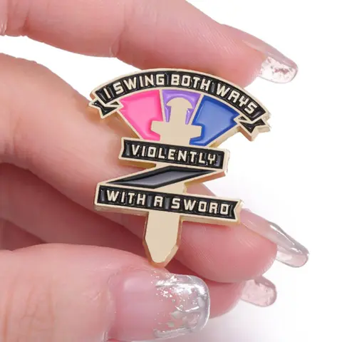 Mixed Color Swing Both Way Violently With A Sword Pin Badge, Summer Vacation Cartoon Swinging Badge Brooch, Fashion Alloy Accessories for Daily Vacation Holiday Party Gift, Fashion Accessory