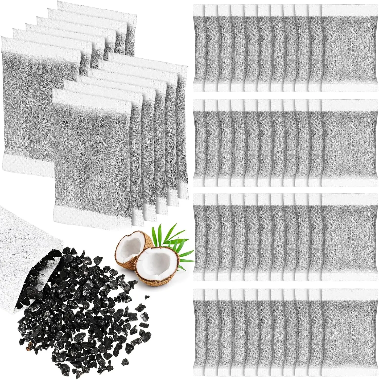 100-Pack Activated Coconut Shell Charcoal Water Filters - Distiller Filters, Charcoal Sachets for Most Replacement Needs (Bulk Pack), Filter Water Filters