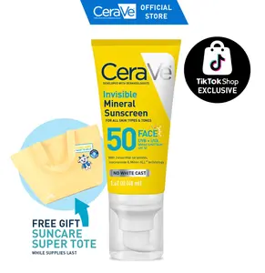 CeraVe Invisible Mineral Sunscreen SPF 50 – Broad-Spectrum Face Protection | Hydrating, Weightless, No White Cast