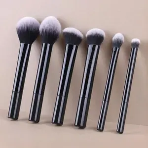 6-Piece Long Handle Makeup Brush Set, Multicolor Cosmetic Tools, Synthetic Makeup Brushes, Foundation Brush, Powder Brush, Highlighter Brush, Contour Brush, Eyeshadow Brush