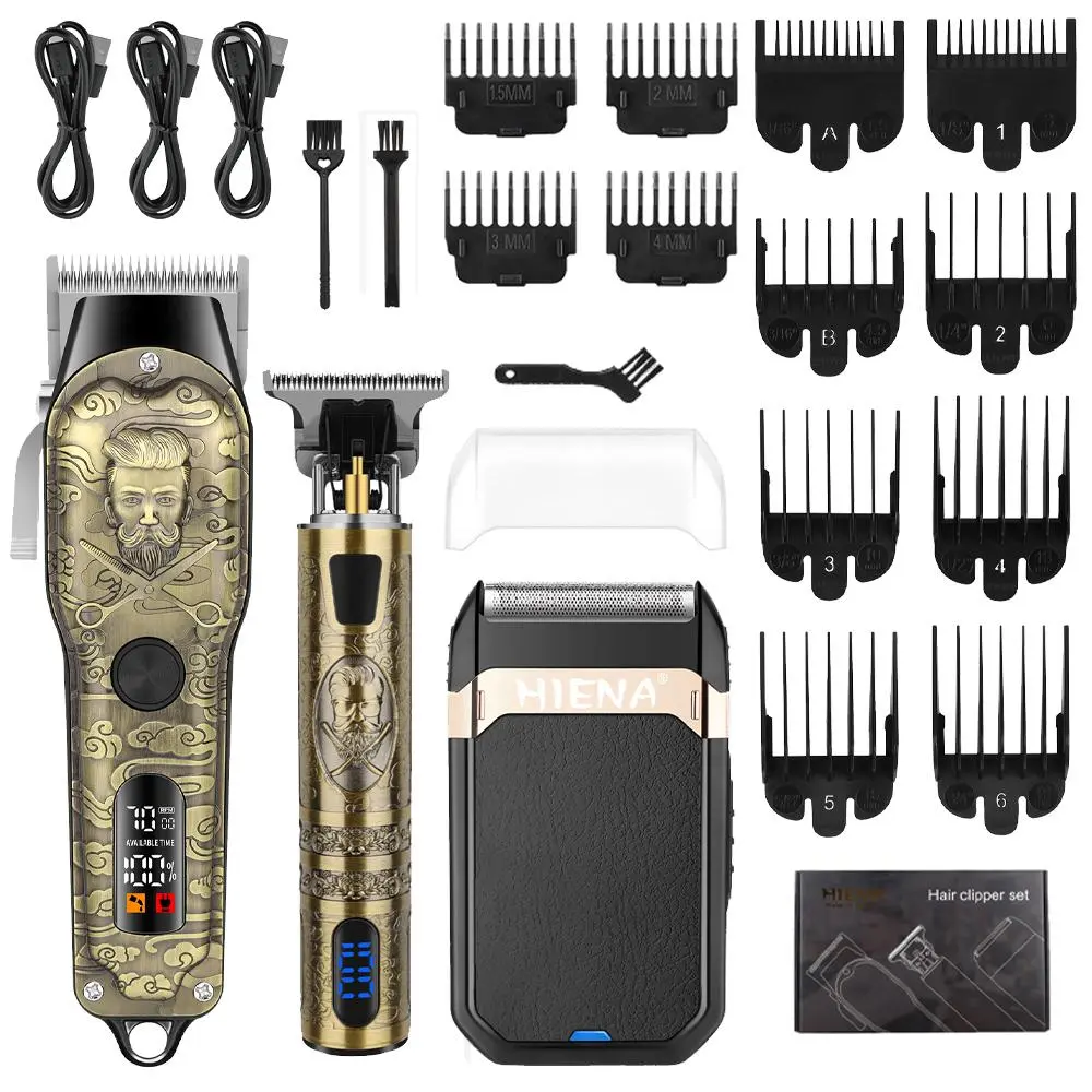 Rechargeable men's beauty suit, multifunctional digital hair clippers and beard trimmer set, adjustable blade, for home and salon use, gentleman digital display, men's holiday gift, Cordless Trimmers Set