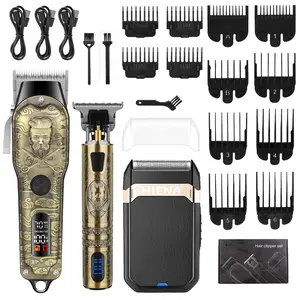 Rechargeable men's beauty suit, multifunctional digital hair clippers and beard trimmer set, adjustable blade, for home and salon use, gentleman digital display, men's holiday gift, Cordless Trimmers Set