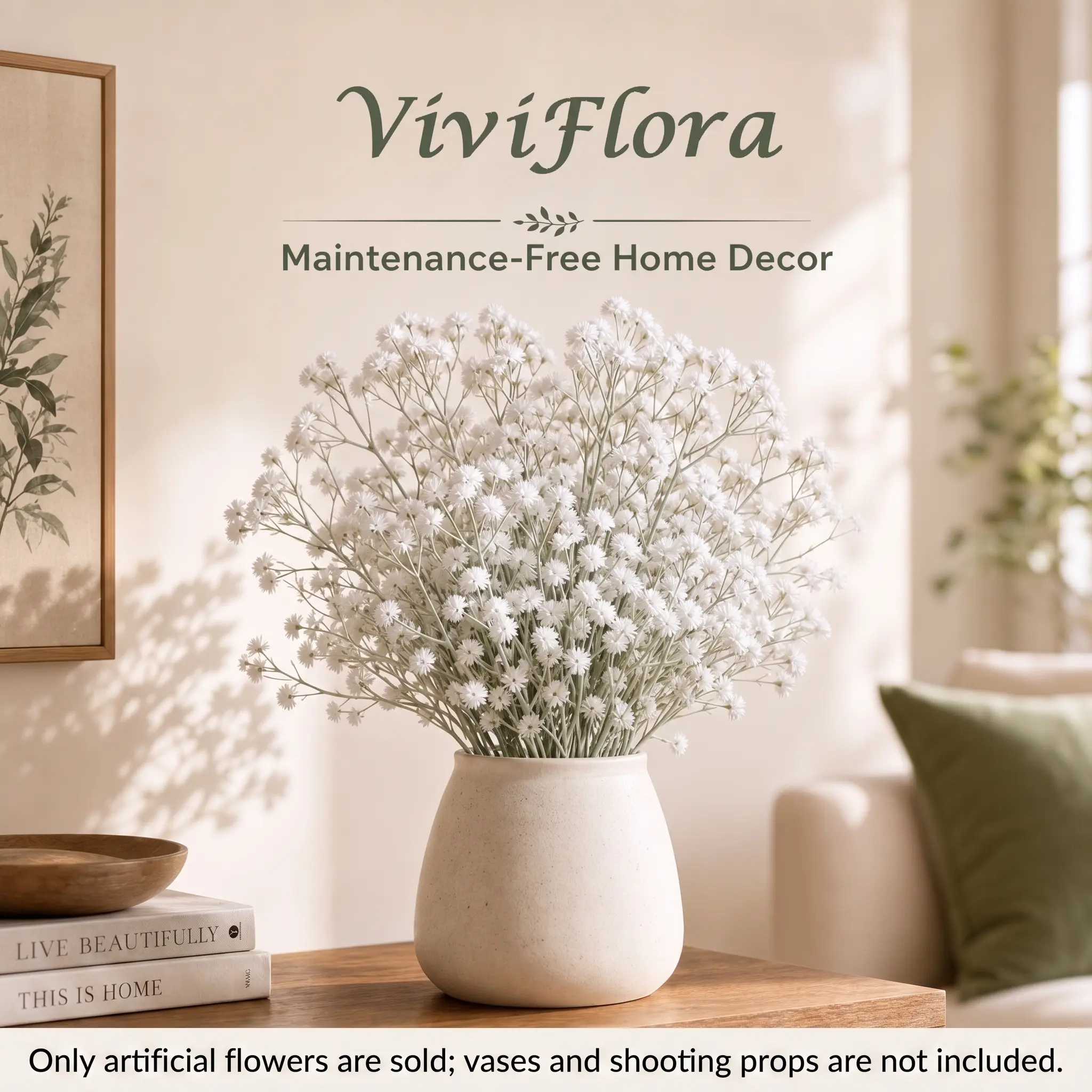 Decorative Silky Artificial White Baby's Breath Bouquet - 5-Piece Set, 108 Tiny Blooms Per Flexible Stem (Total 540 Heads), Faux Gypsophila Stems, Vase Filler for Bridal Weddings, Boho Home Floral Decor, Multiple Rooms Use, Flexible Stems