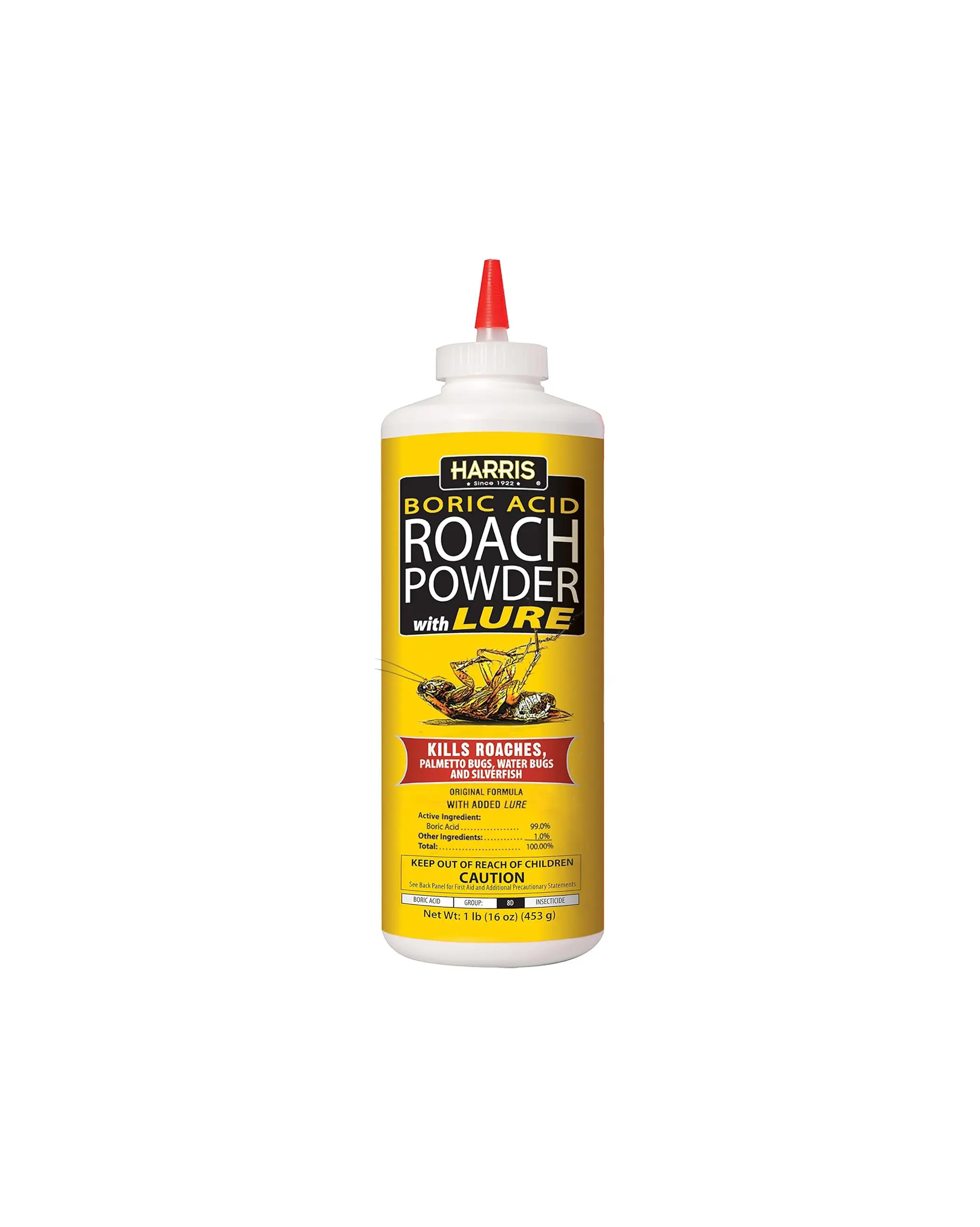 HARRIS Boric Acid Roach and Silverfish Killer Powder w/Lure for Insects (16oz)