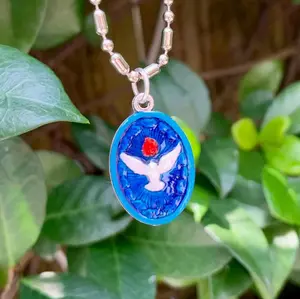 Holy Spirit Medal - Blue & White, Third Part of Trinity, Father, Son and Holy Spirit