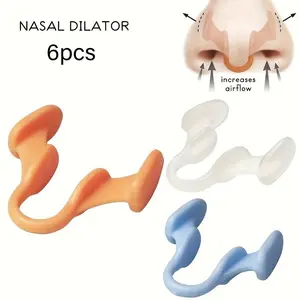 Silicone Anti-Snoring Nasal Strips, 6 Pieces Set, Comfortable Professional Handy Night Snore Reduction Device, Fits Head Size 22.05-23.62 Inches, Men Gift