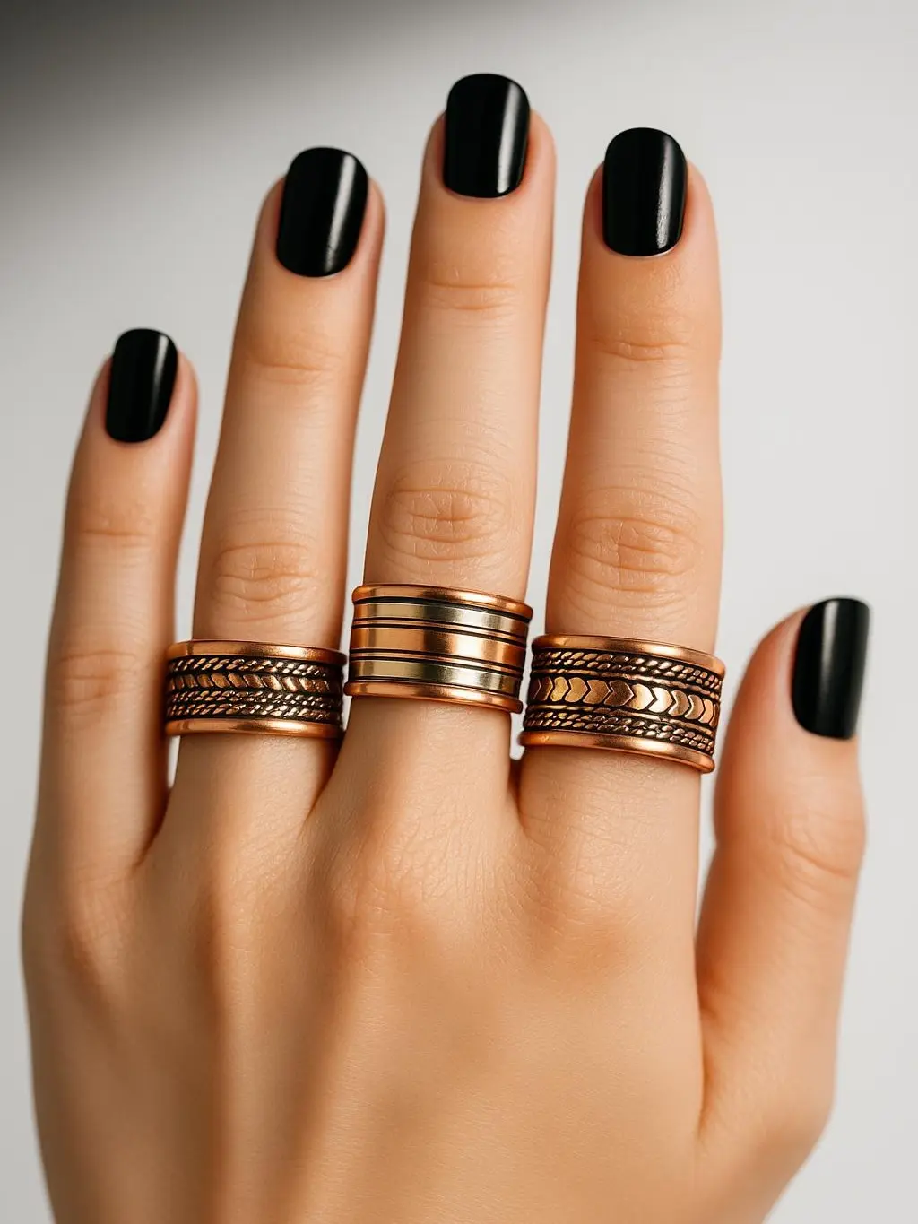 Solid 99% Copper Rings Handmade 3Pack Unisex Fashionable Jewelry for Men Women
