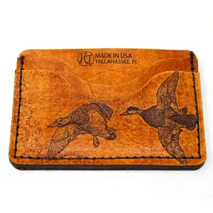 Handcrafted Duck Hunt Leather Card Wallet - Made to Order in USA