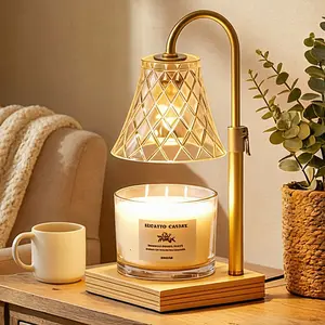 Flower Candle Warmer Lamp, with 2 Bulbs, Height Adjustable with Timer, Unique Glass Lily of the Valley Lamp for Home & Bedroom Deco