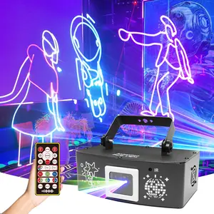 DJ Light 3D Animated Laser Party Light Full-Color Laser Light Upgraded w Remote High-Speed Scanning Sound Active DMX512 Control Rave Light for Clubs Home KTV Birthdays Wedding Bar Rave Parties