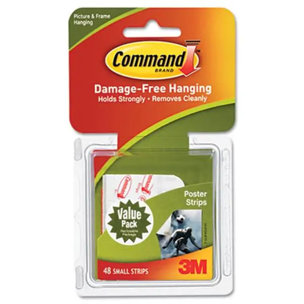 Command Adhesive Poster Strips, Damage-Free Hanging Hold Value Pack, White, 48-Strip Pack