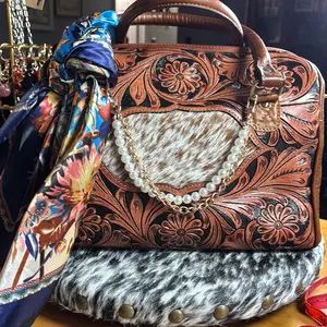 Dressed Medium tooled leather and cowhide soft speedy