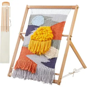 25.2" H x 19.3" W Weaving Loom with Stand Wooden Multi-Craft Weaving Loom Arts & Crafts, Extra-Large Frame, Develops Creativity Weaving Frame Loom with Stand for Beginner