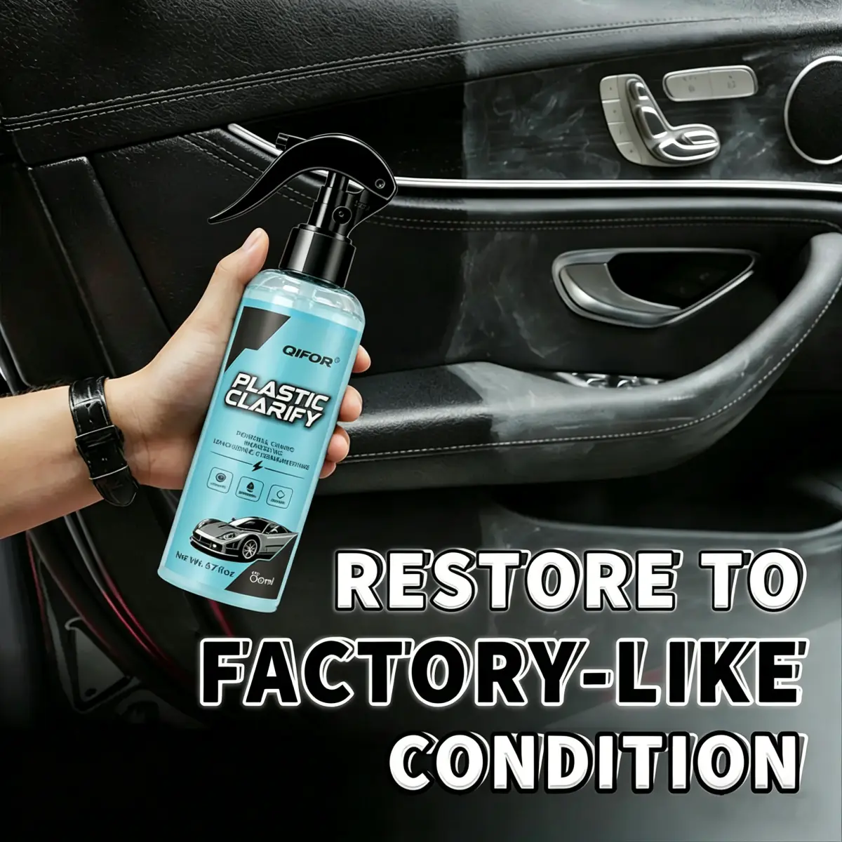 QIFOR Plastic, Trim & Tire Dressing – Restores Faded Plastics, Revives Rubber & Vinyl. User-Friendly Plastic Restorer Auto Detailing Supplies